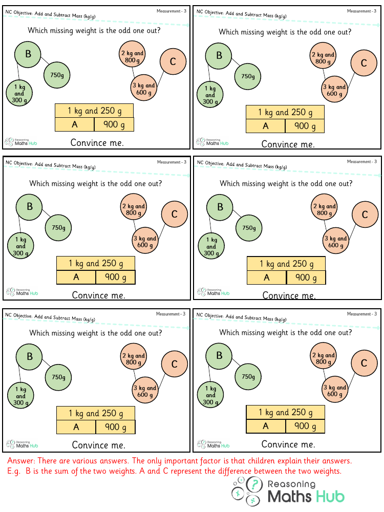 Add And Subtract Mass Kg G Reasoning Maths Year