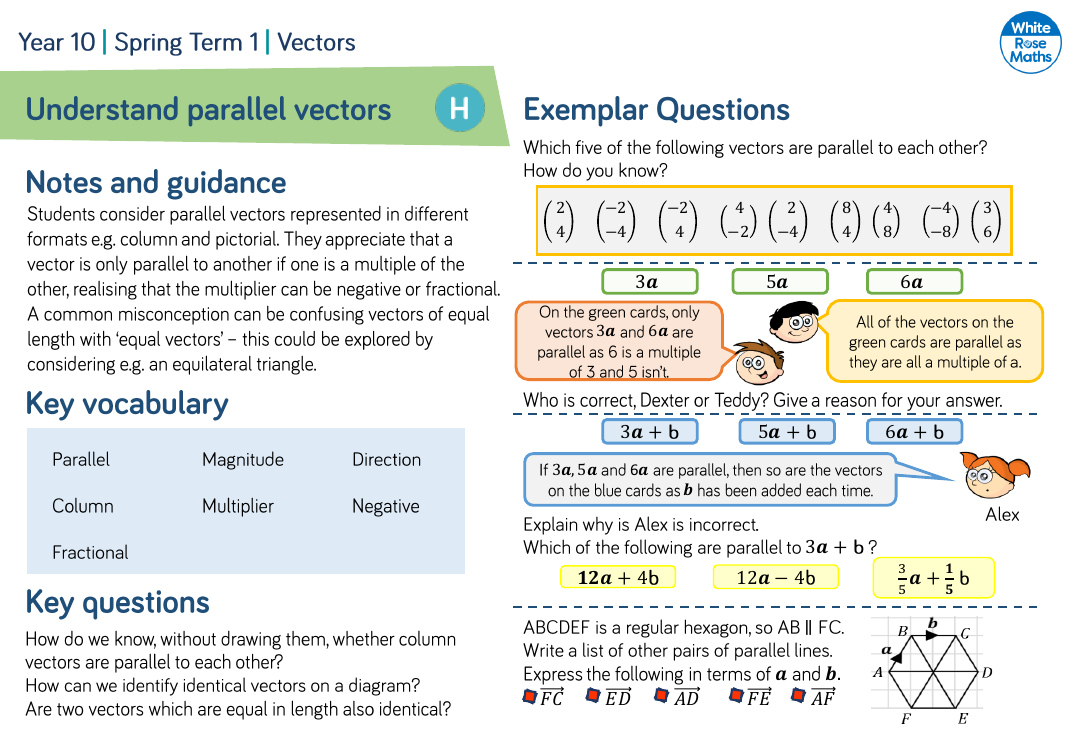 Understand parallel vectors: Questions