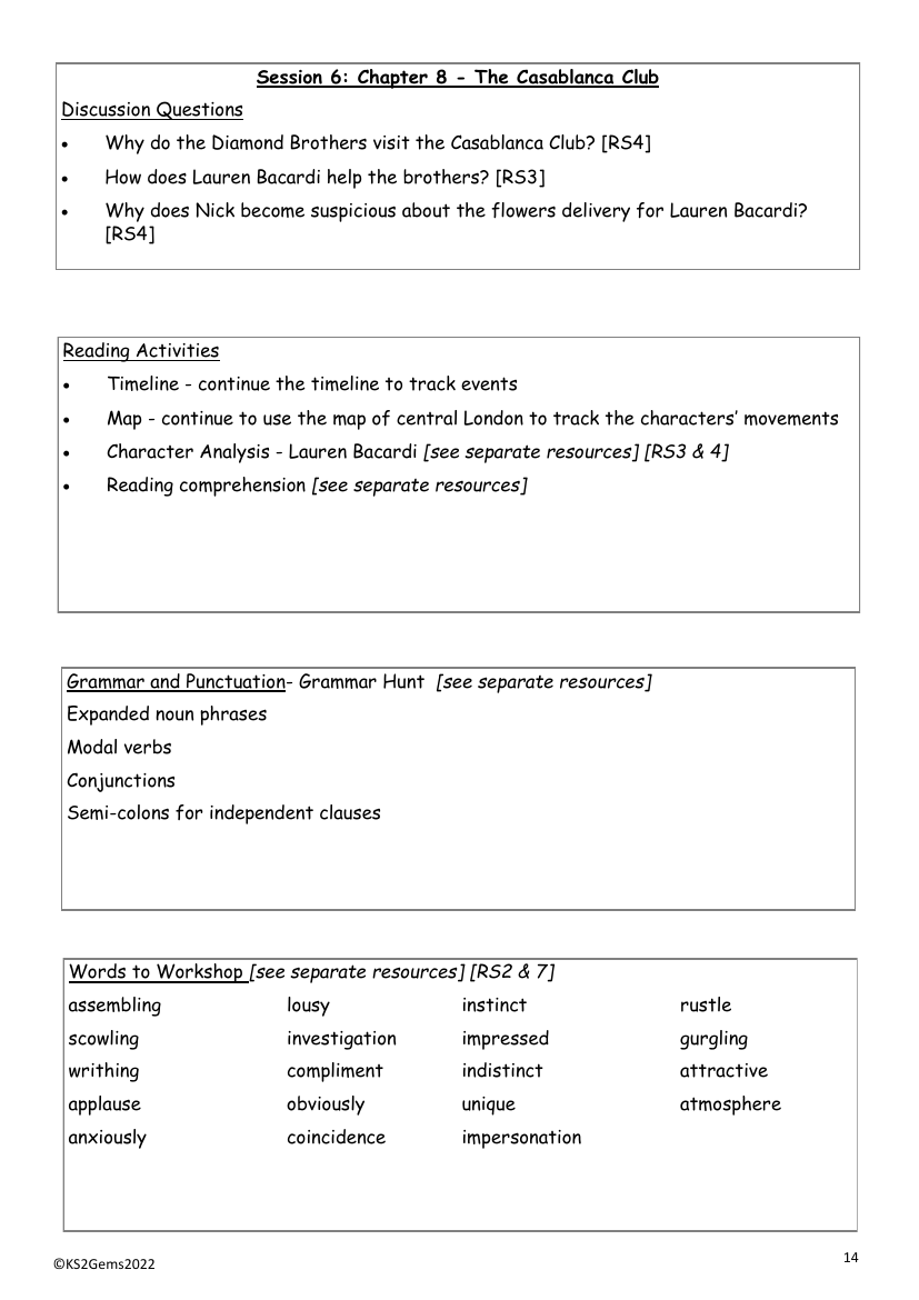 The Falcon's Malteser - Session 6 - Chapter 8 - Worksheet