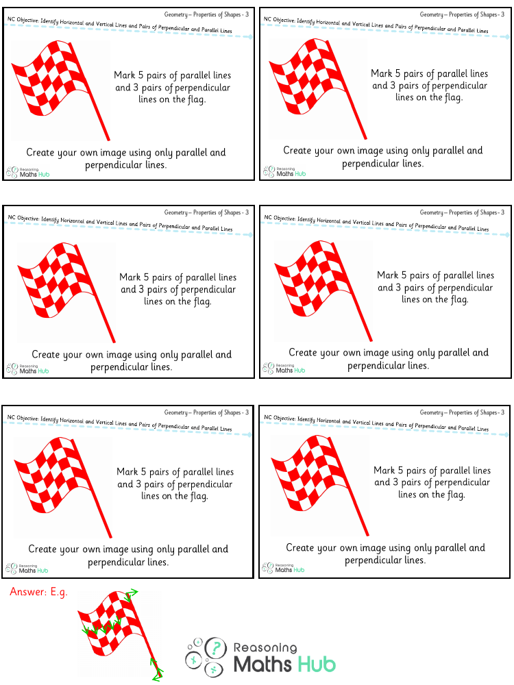 Identify horizontal and vertical lines and pairs of perpendicular and parallel lines 6 - Reasoning