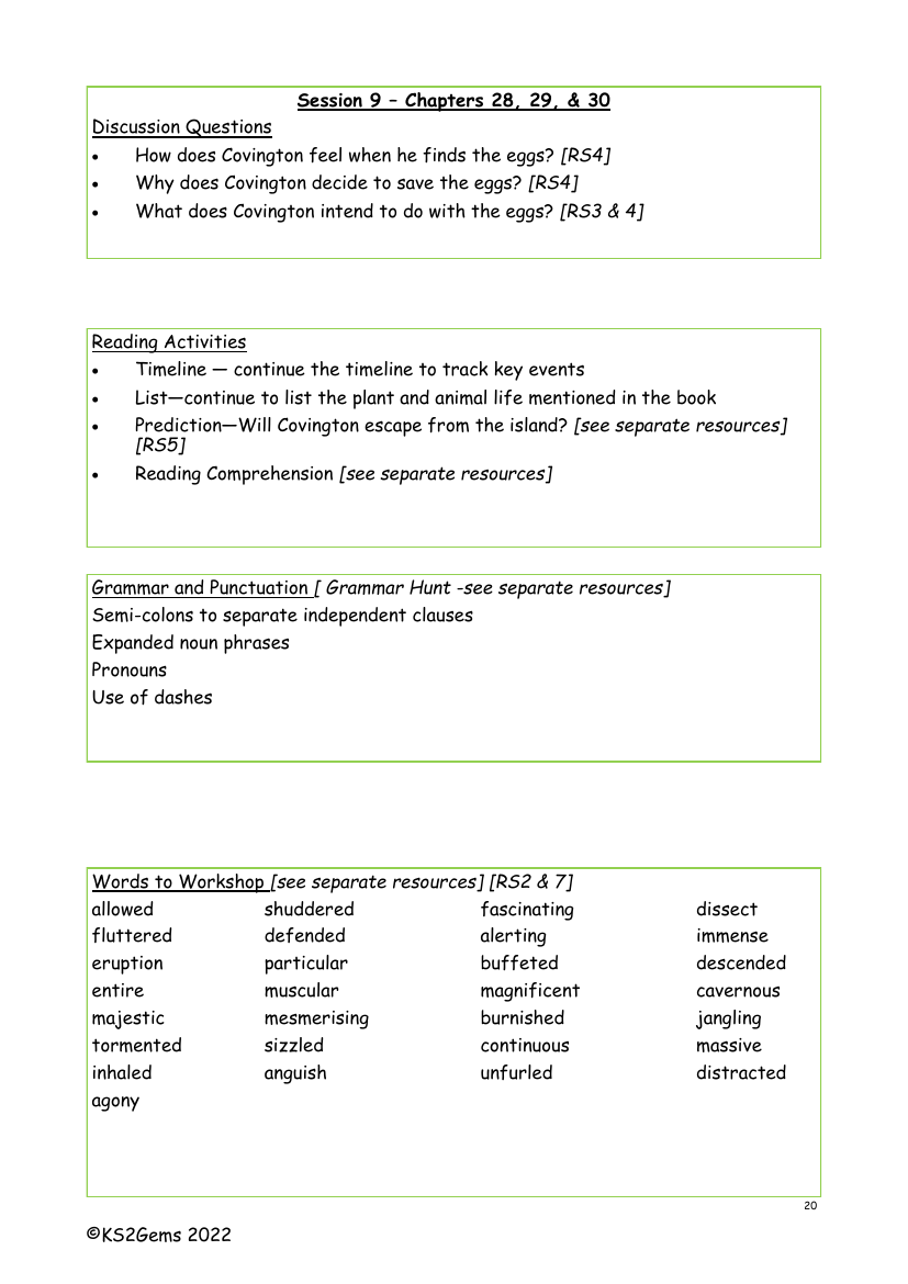 Darwin's Dragons - Session 9 - Chapters 28 - 30 - Worksheet