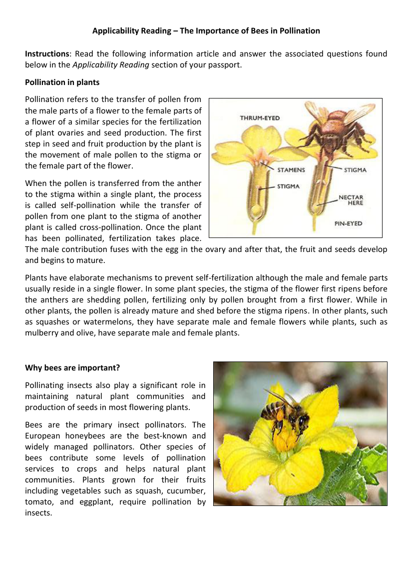 Plant Sexual and Asexual Reproduction - Applicability Reading