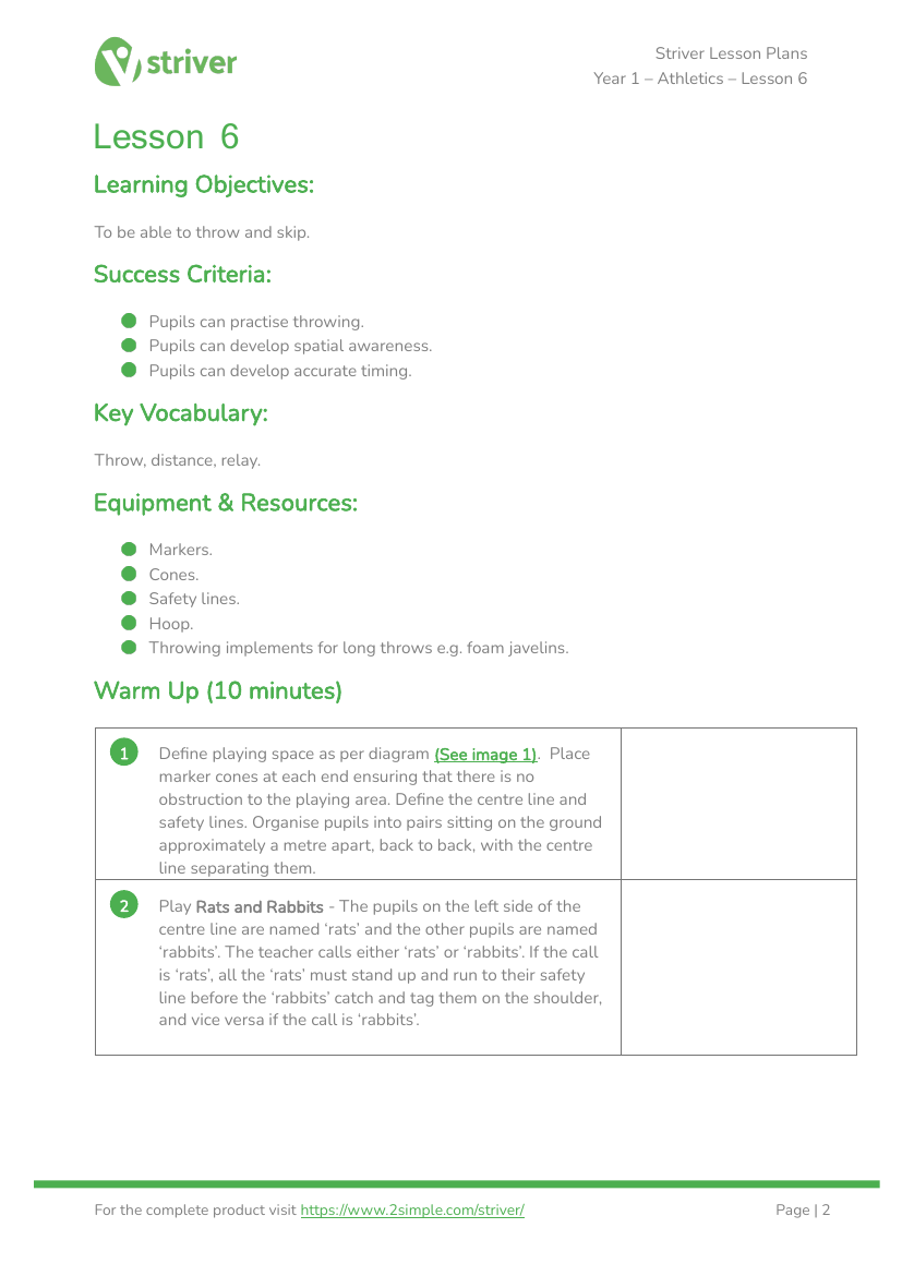 Athletics - Lesson 6