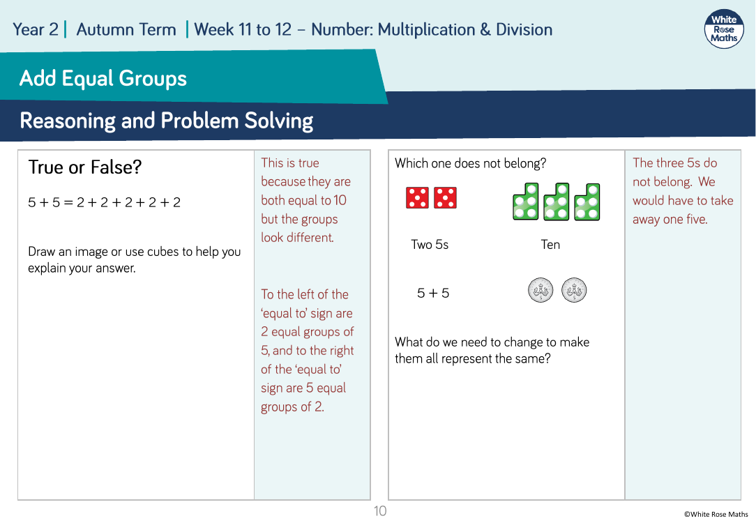Add equal groups: Reasoning and Problem Solving