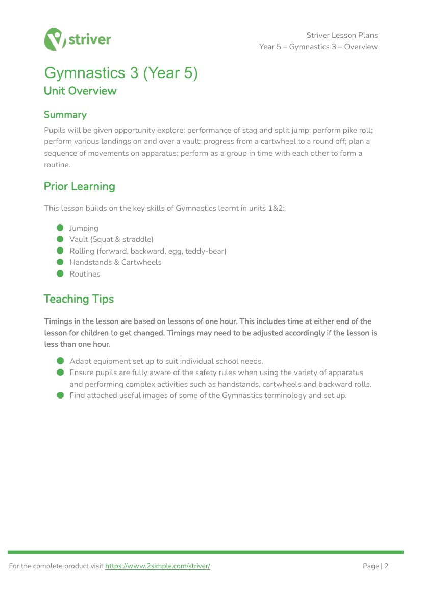 Gymnastics 3 - Unit Overview