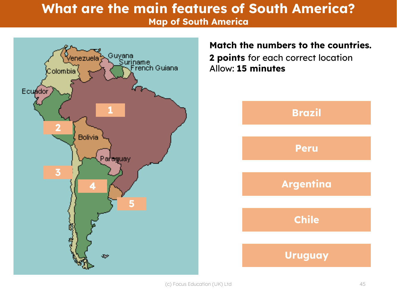 Match up - Countries of South America
