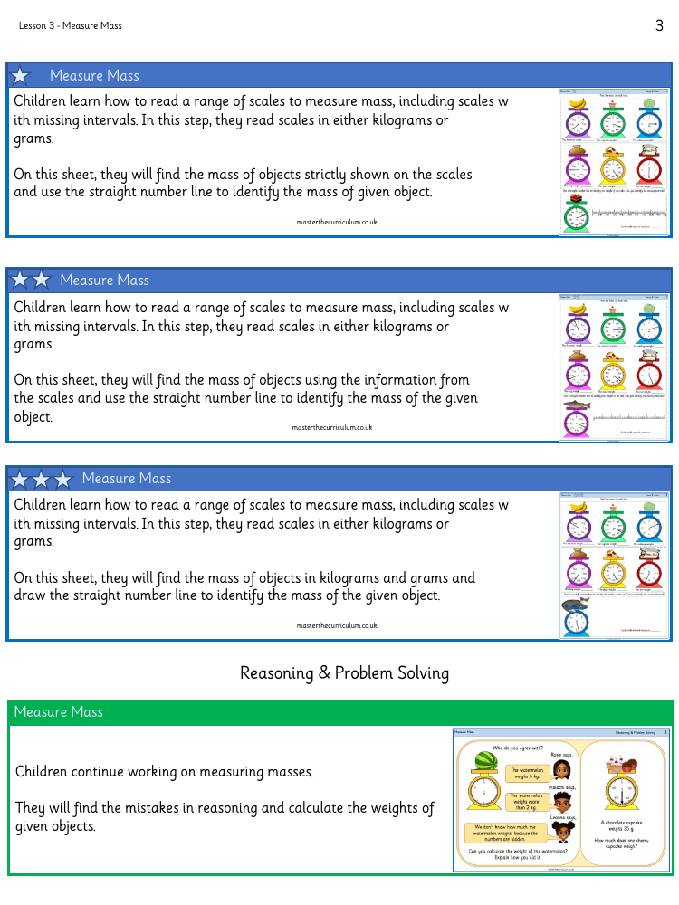 Mass and capacity - Measure mass - Worksheet