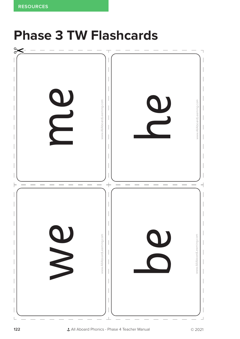 Phase 3 TW Flashcards - Phonics Phase 4 - Resource