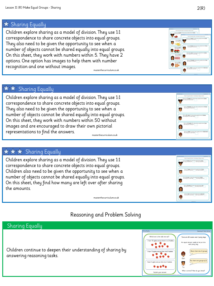 Multiplication and division - Make equal groups sharing - Worksheet