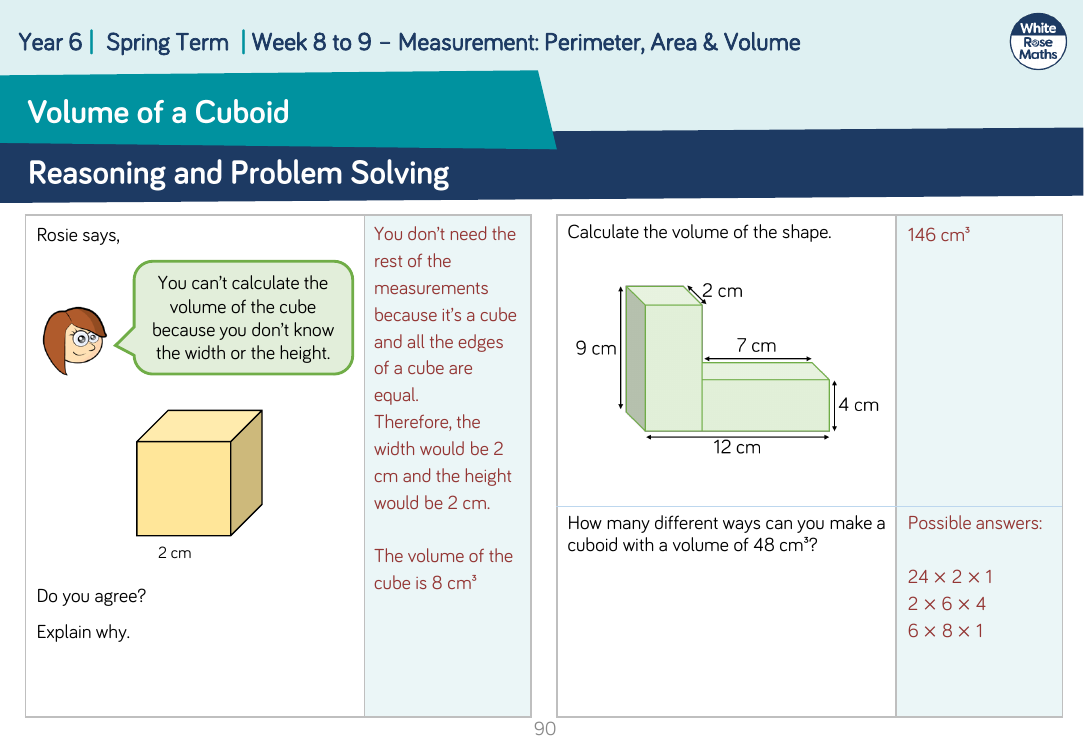 Volume of a Cuboid: Reasoning and Problem Solving