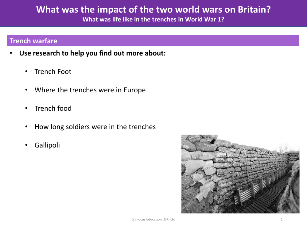 Trench Warfare - Research - Year 6