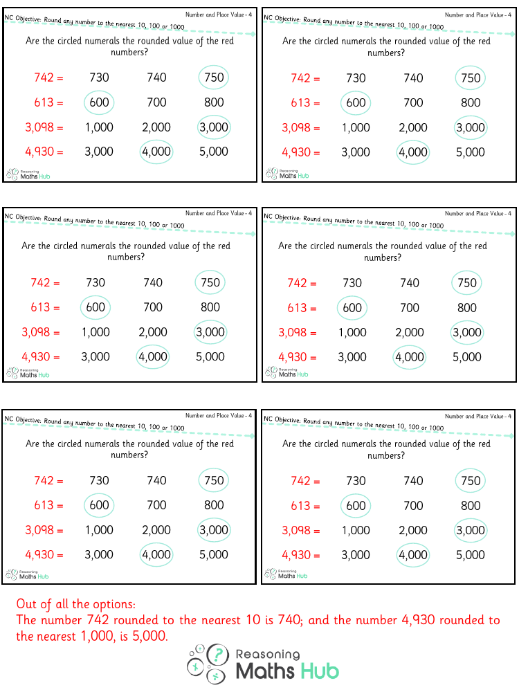 Round Any Number to the Nearest 10, 100 or 1000 6 - Reasoning