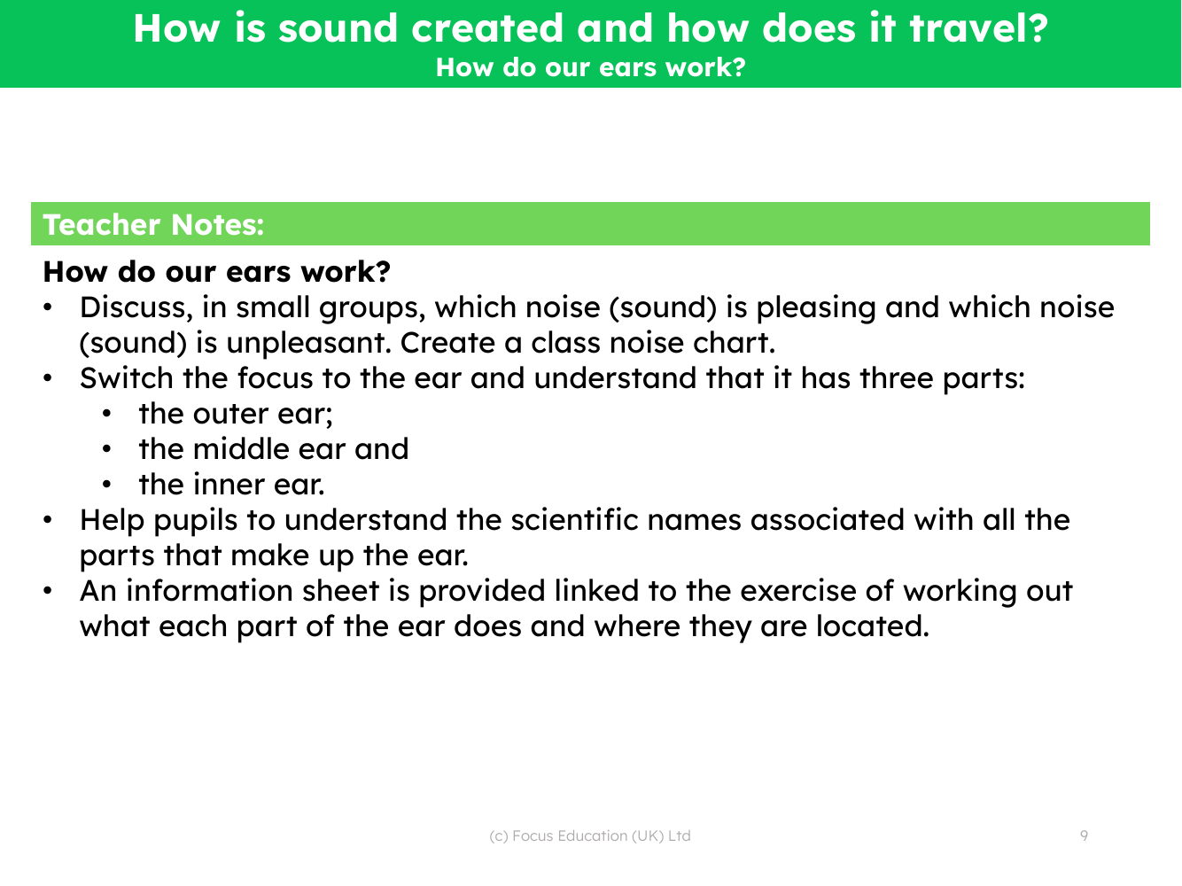 How do our ears work? - Teacher notes