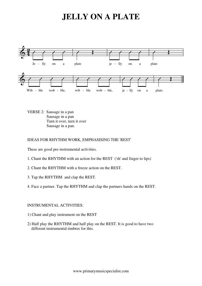Instrumental Year 1 Notations - Jelly on a plate instrumental