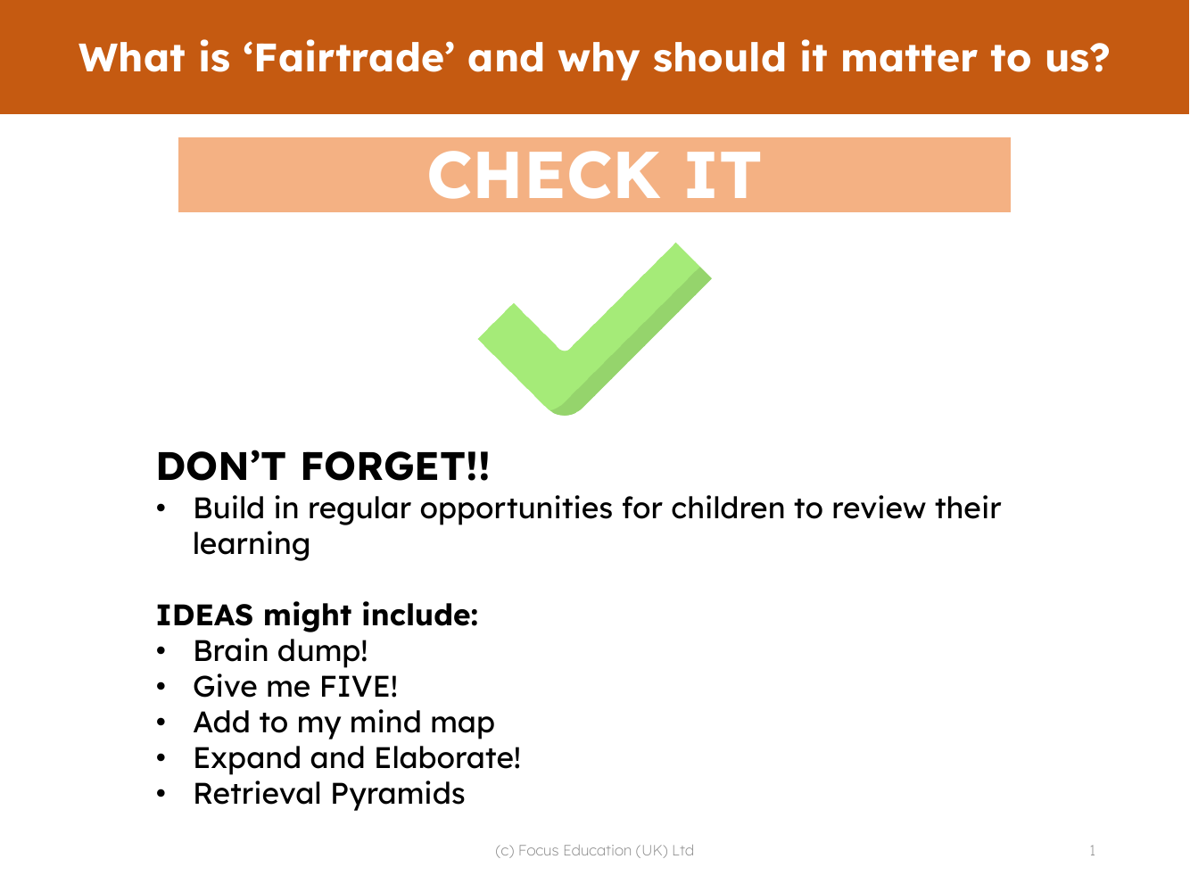 Check it! - Fairtrade - 4th Grade