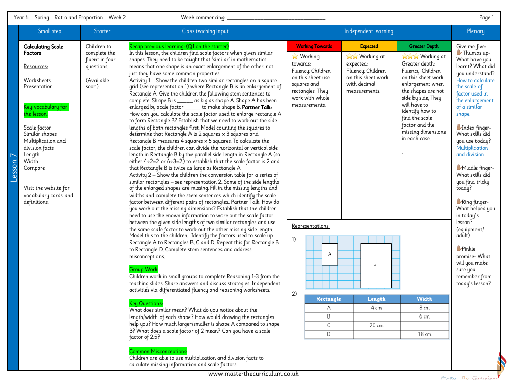 Ratio - Calculating Scale Factors - Planning