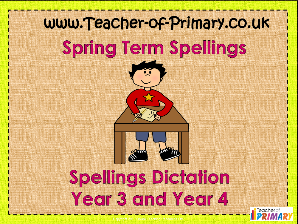 2nd Grade and 3rd Grade Spring Term Spellings - PowerPoint