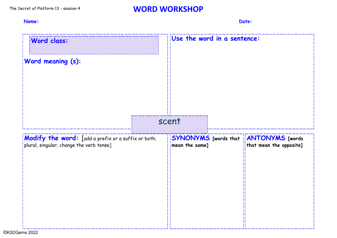 The Secret of Platform 13 - Session 4 - Word Workshop