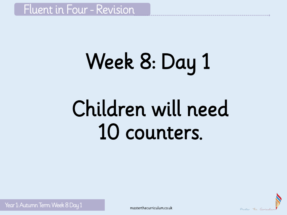 Addition and subtraction within 10 - Finding a part - Starter