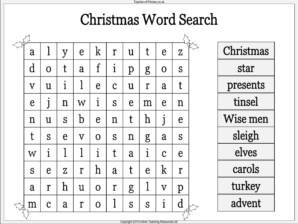 Christmas Word Search - Worksheet