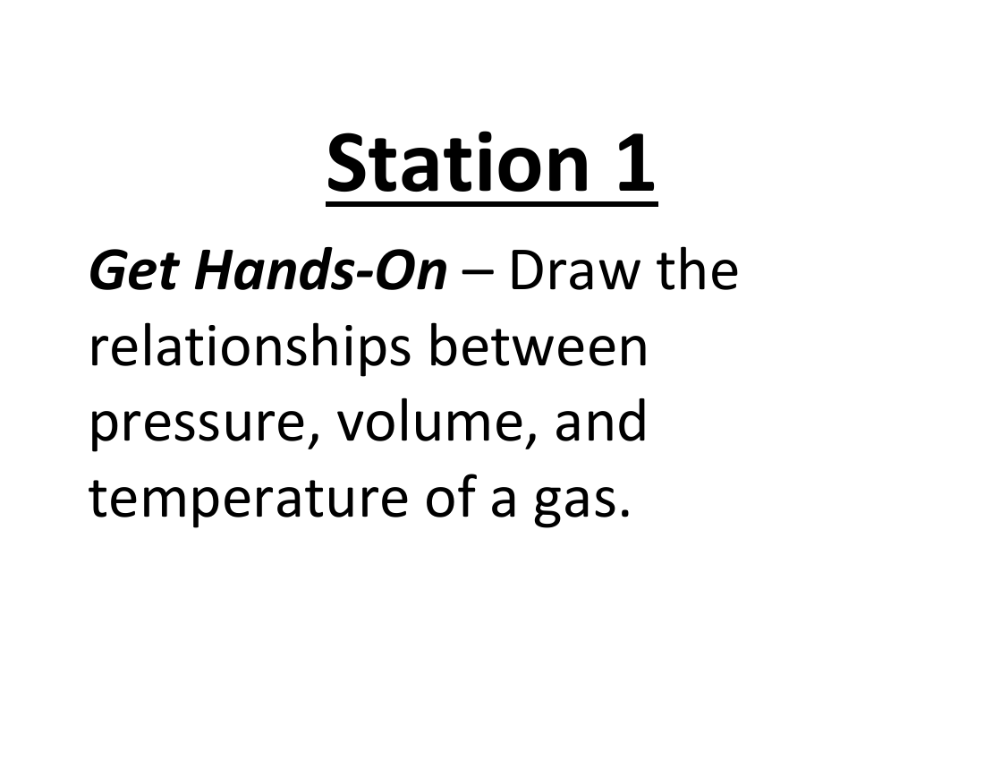 Pressure, Volume, and Temperature - Lab Station Cards