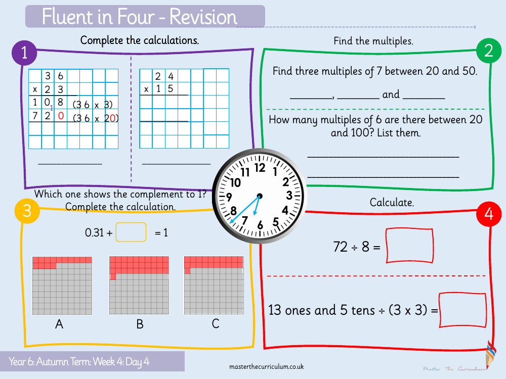 Addition, Subtraction, Multiplication and Division - Multiply 3 digits by 2-digits (arithmetic) - Starter