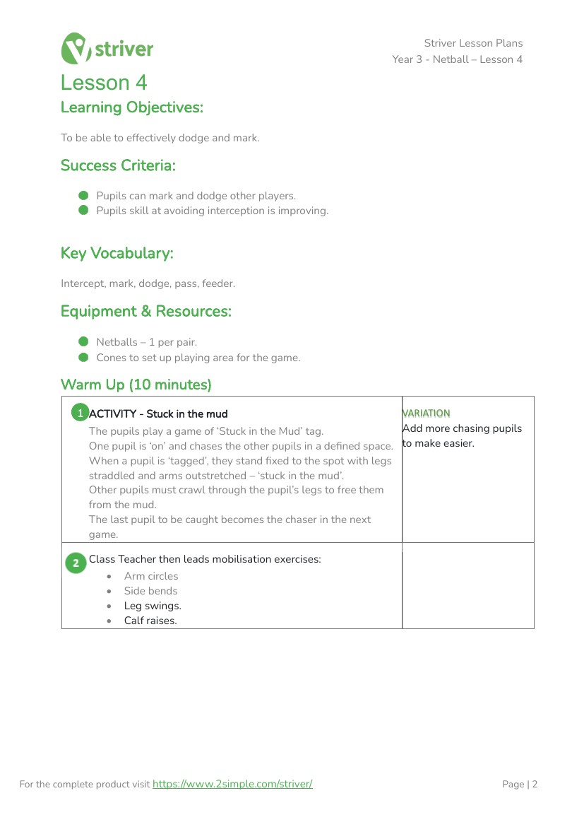 Netball - Lesson 4