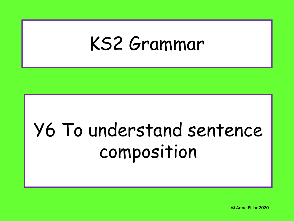 Subject, Verb and Object Presentation