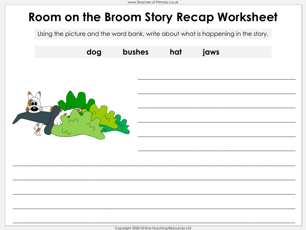 Room on the Broom - Lesson 1 - Story Recap Worksheet 2