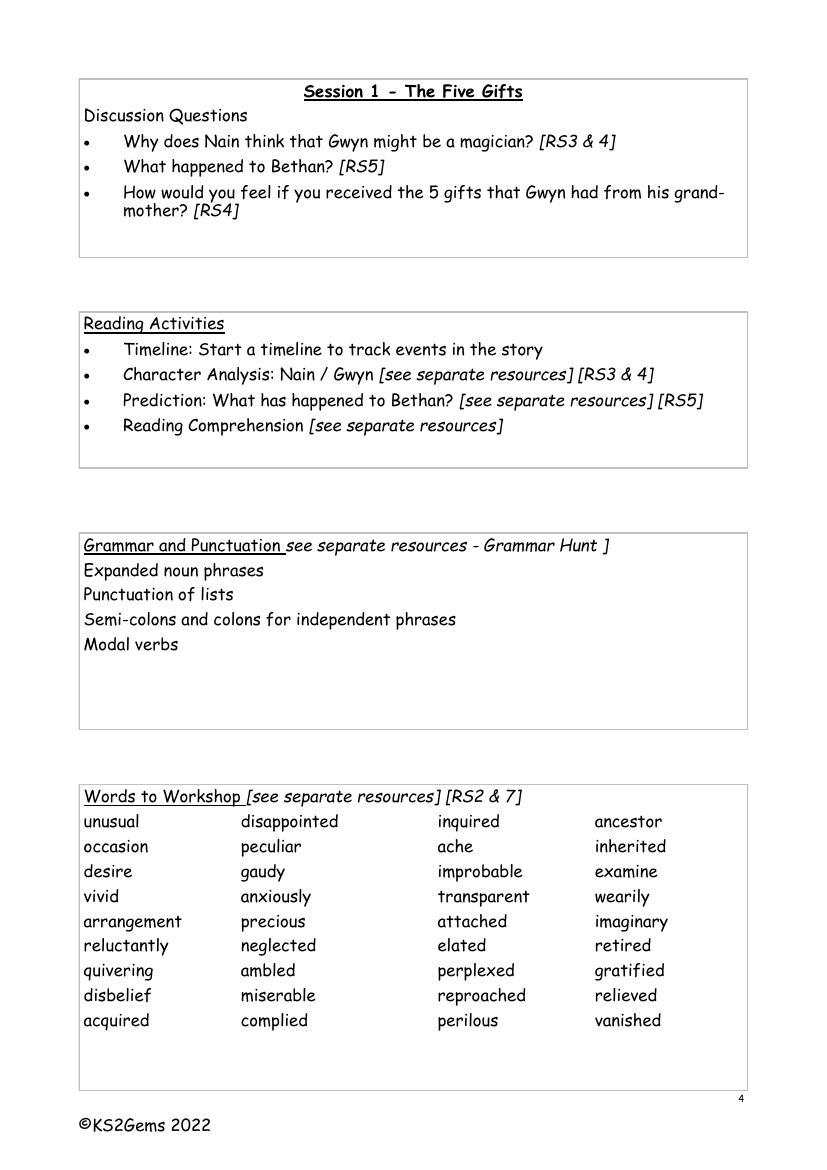 The Snow Spider - Session 1 - Worksheet