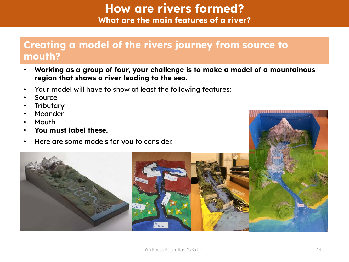 Create a model of a river's journey from source to mouth - Activity