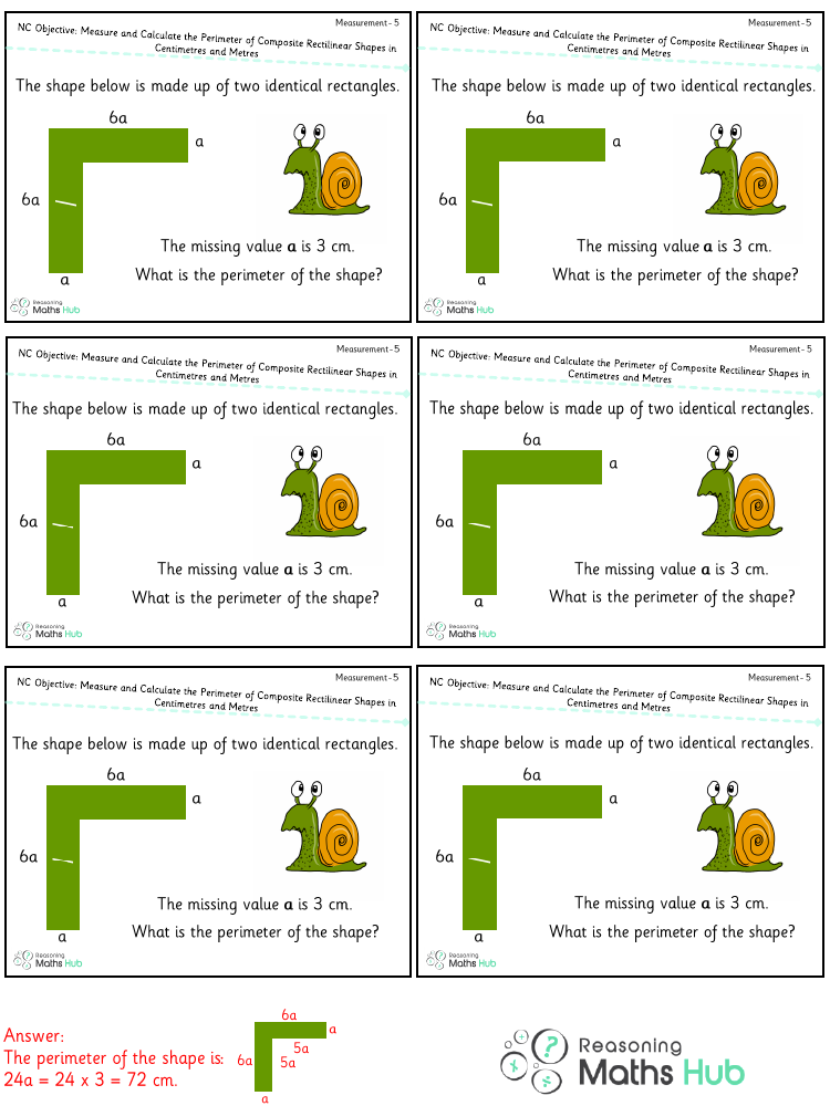 Measure and calculate the perimeter of composite rectilinear shapes in centimetres and metres - Reasoning