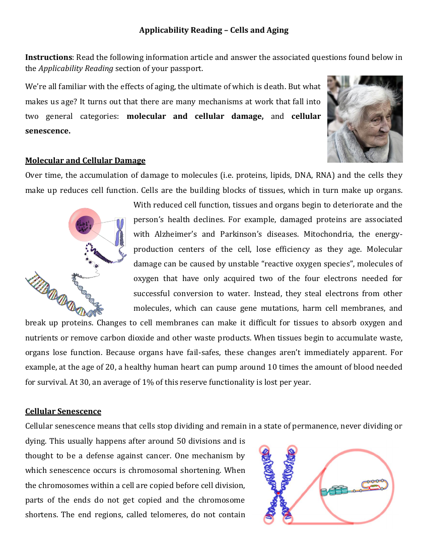 Cells and the Cell Theory - Applicability Reading