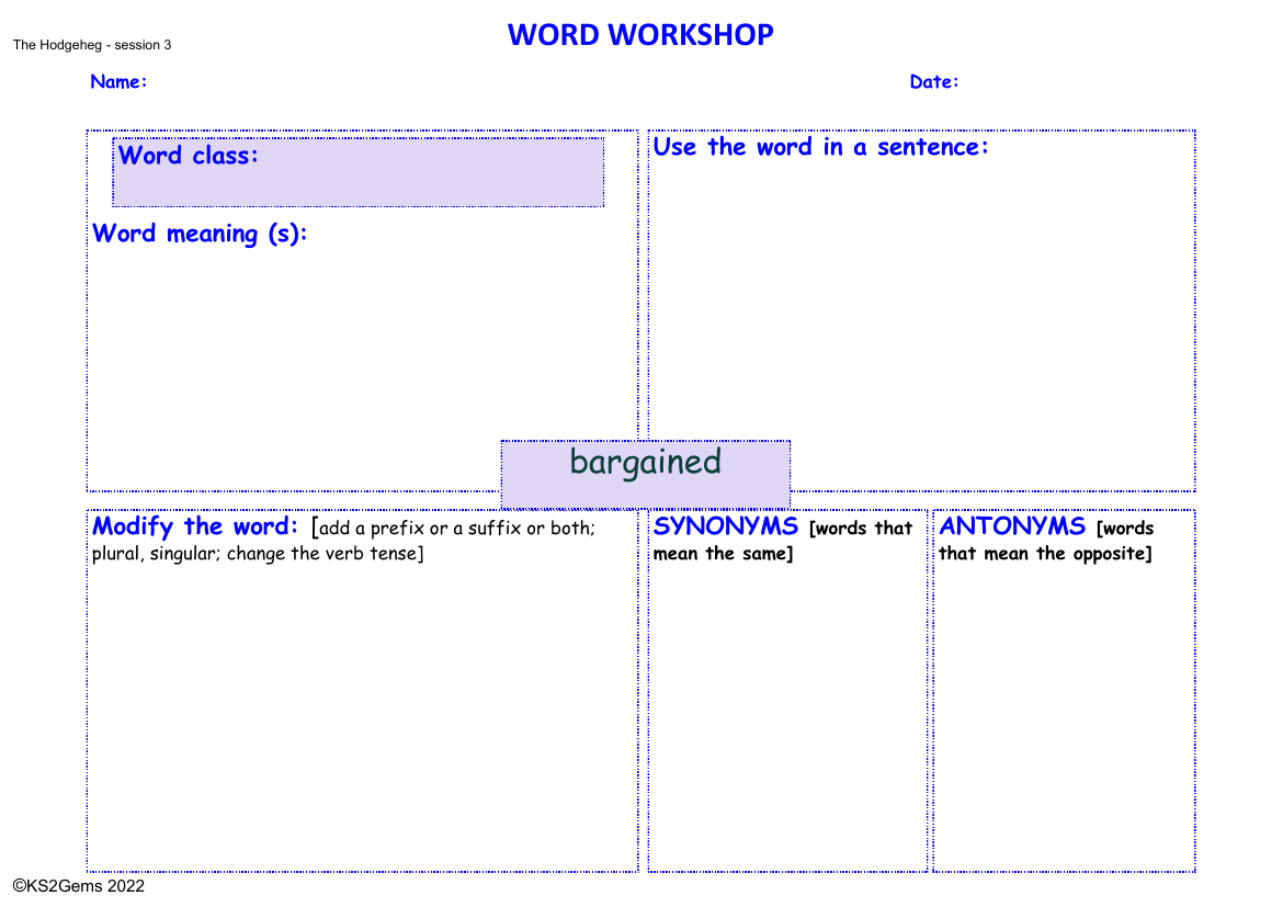 The Hodgeheg - Session 3 - Word Workshop