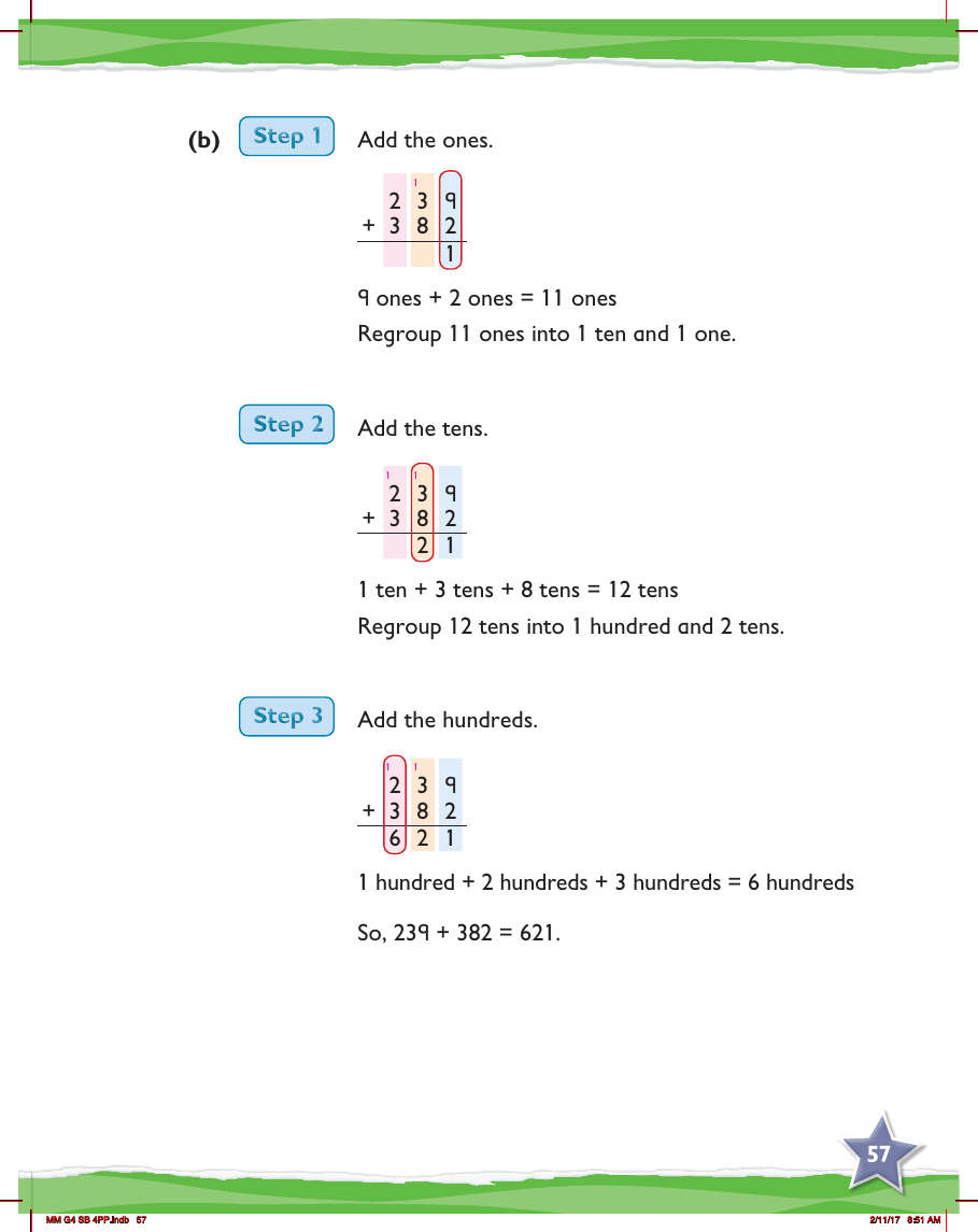 Max Maths, Year 4, Learn together, Addition of 3-digit numbers using regrouping and column method (4)