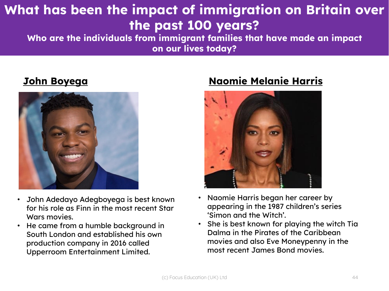 John Boyega and Naomie Melanie Harris - Info sheet