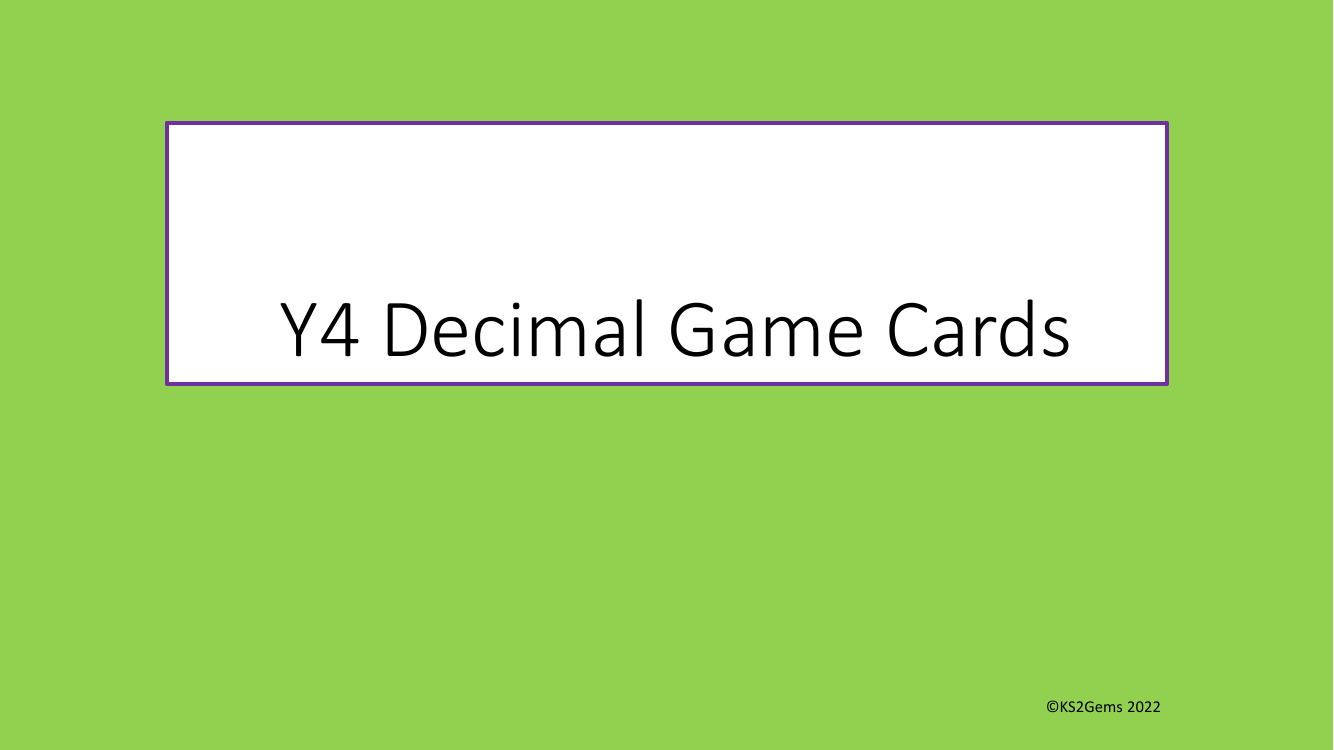 Decimal Game Cards