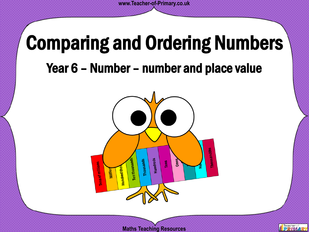 Comparing and Ordering Numbers - PowerPoint