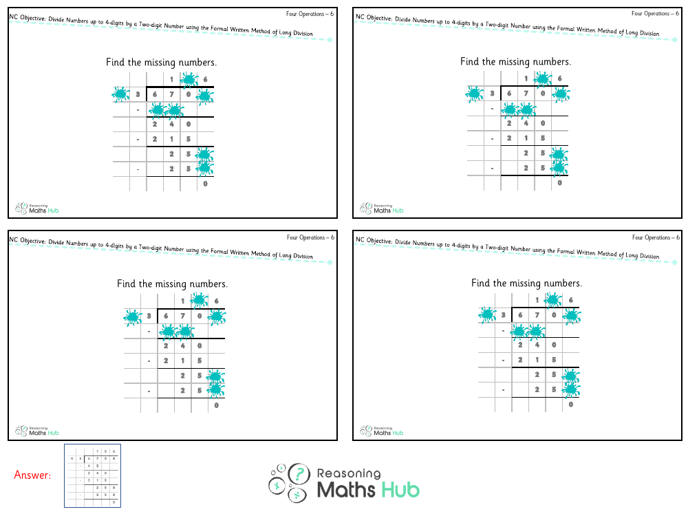 Divide Numbers up to 4 Digits by a Two-Digit Whole Number Using the Formal Written Method of Long Division - Reasoning