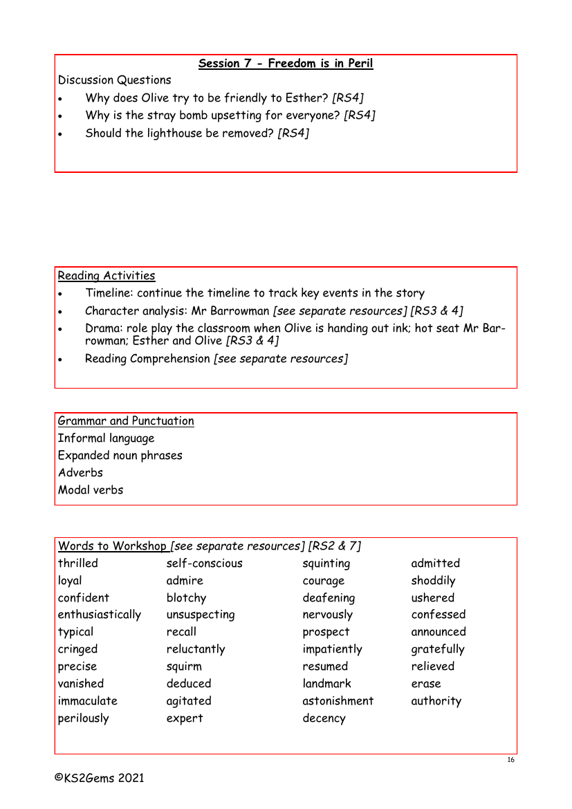 Letters from the Lighthouse - Session 7 - Worksheet