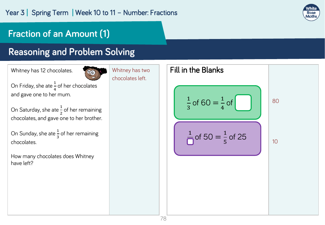 fraction problem solving questions year 4