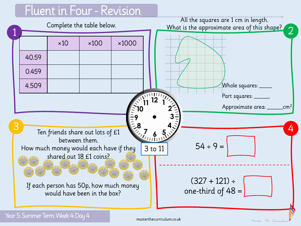 Decimals - Divide Decimals by 10, 100 and 1,000 - Starter