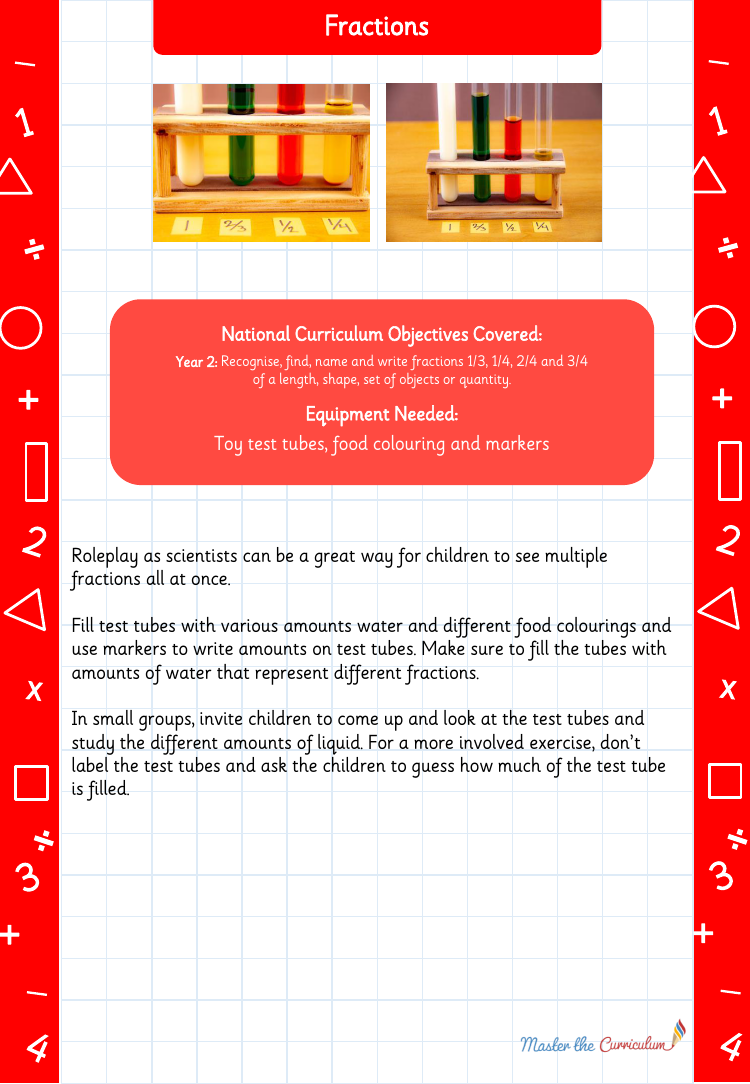 Fractions - Test tubes - Practical Maths Activity