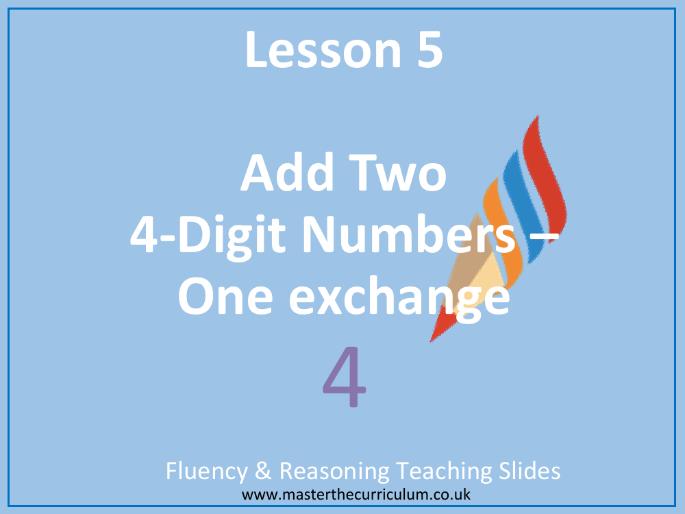 Addition and Subtraction - Adding four digit numbers (one exchange) - Presentation