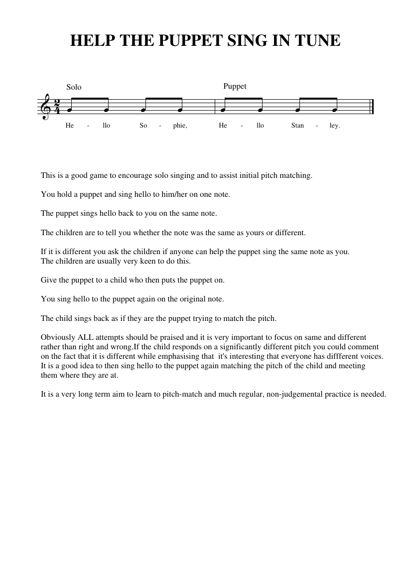 Pitch Reception Notations - Help the puppet sing in tune