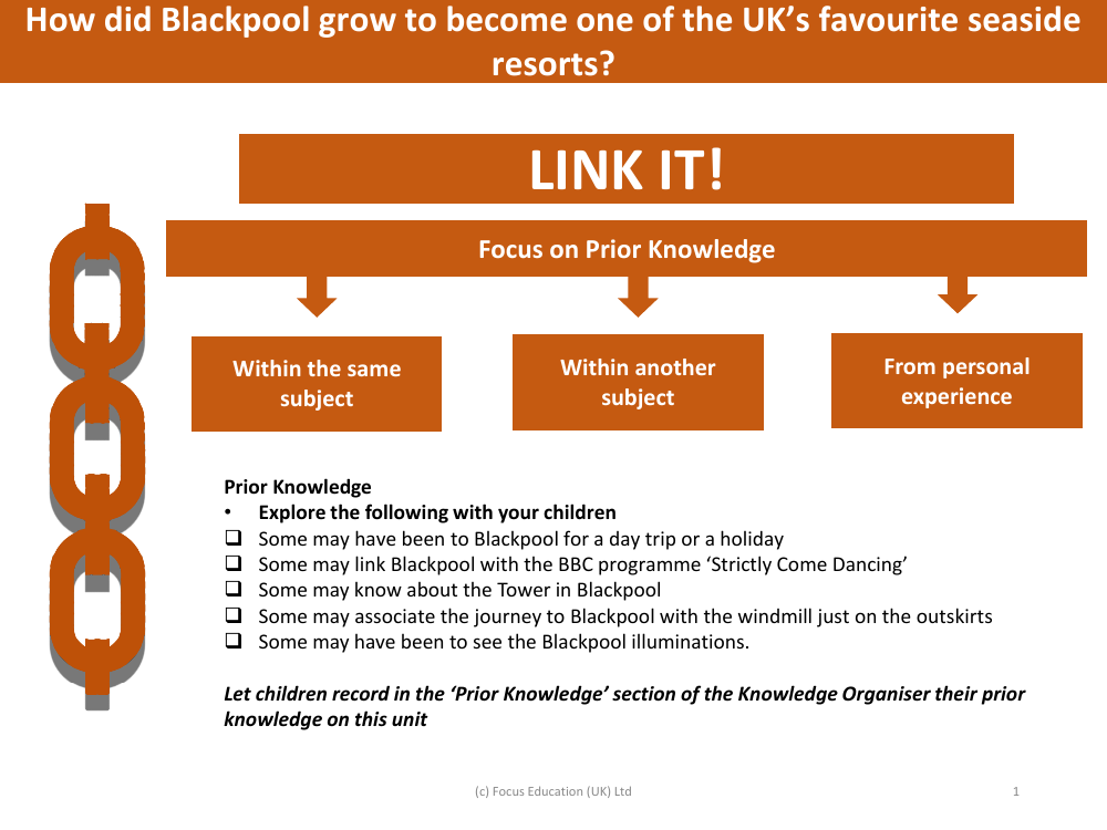 Link it! Prior knowledge - Blackpool - Year 5