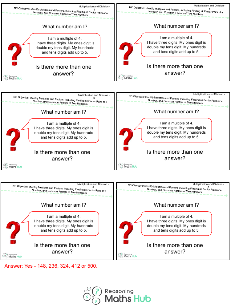 Identify Multiples and Factors - Reasoning