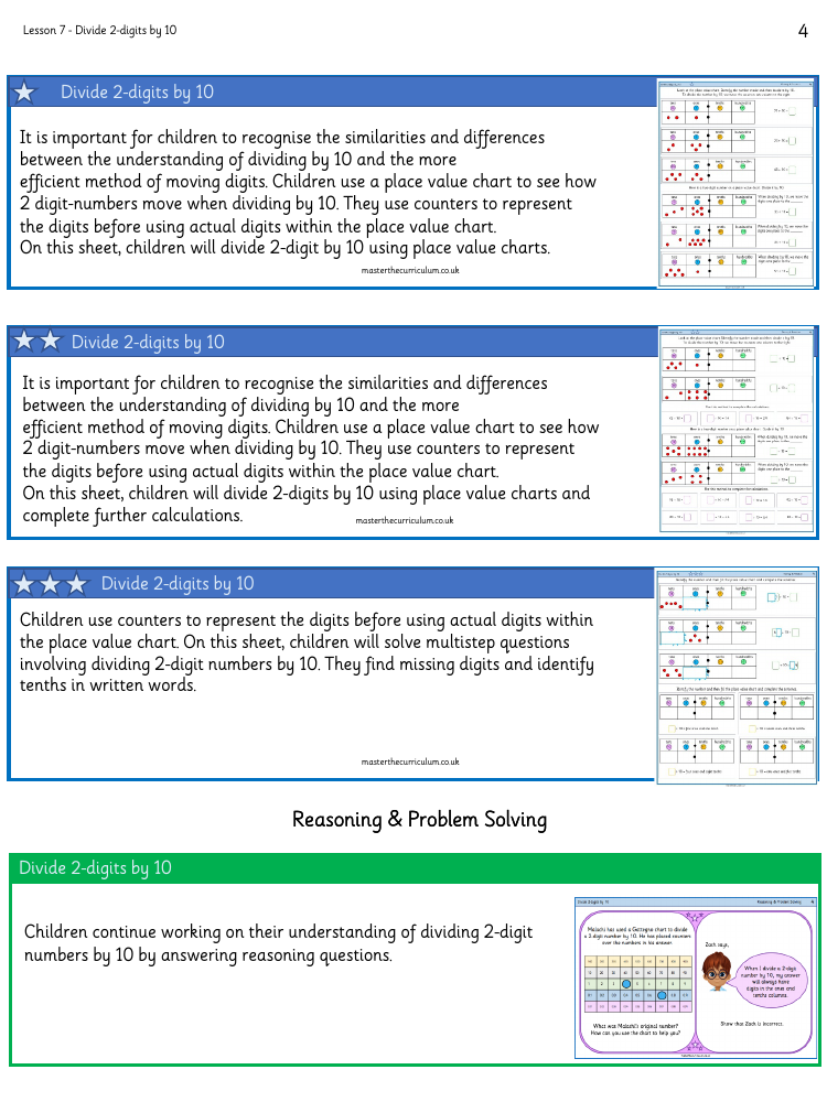 Decimals - Divide 2-Digit by 10 - Worksheet