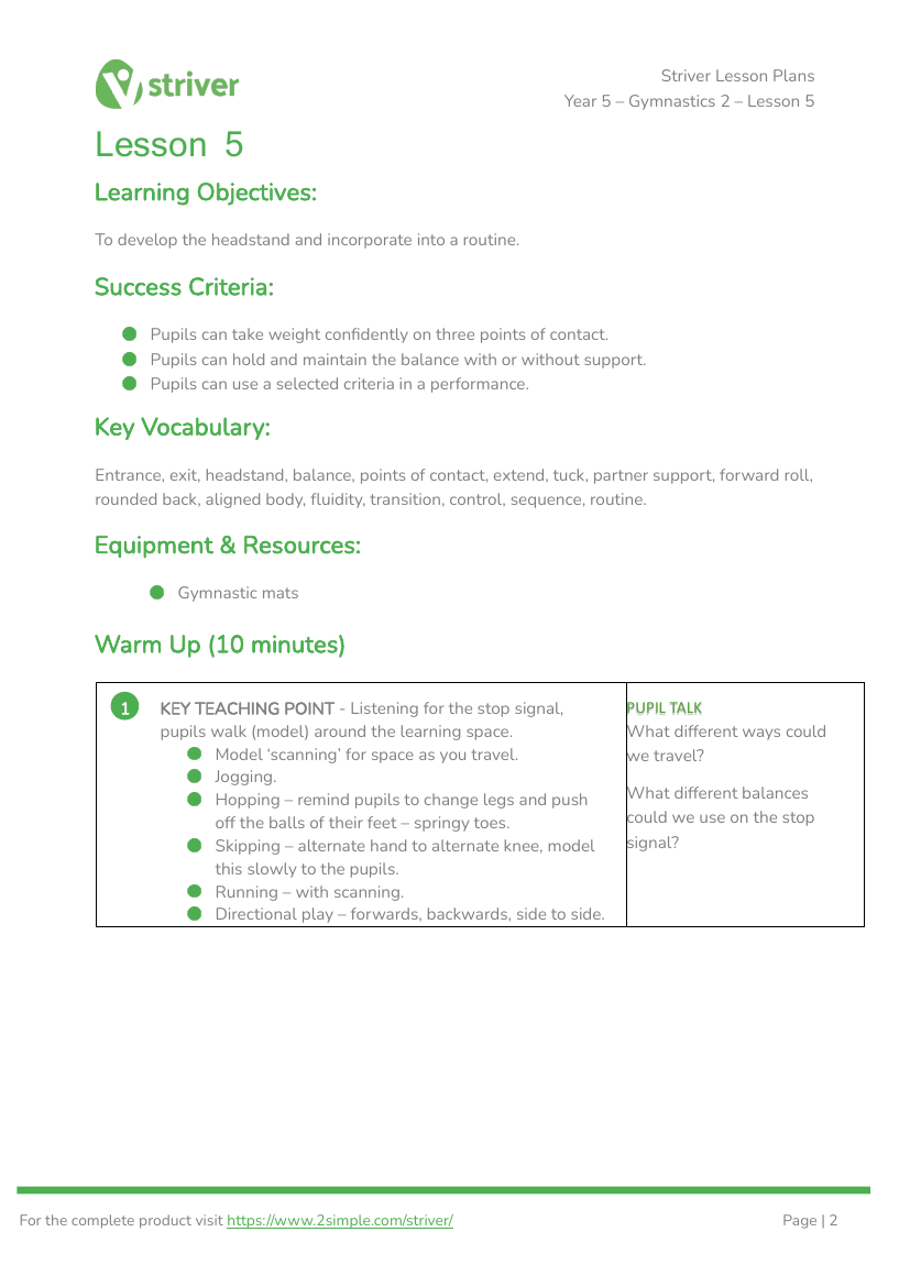 Gymnastics 2 - Lesson 5
