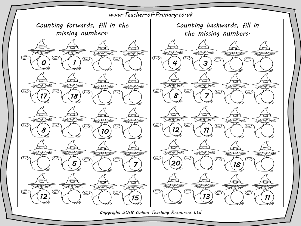 Halloween Counting to 20 - Worksheet